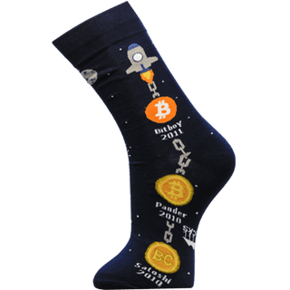 Bunte lustige Socken mit dem Name Bitcoin Logo History von MtSocks