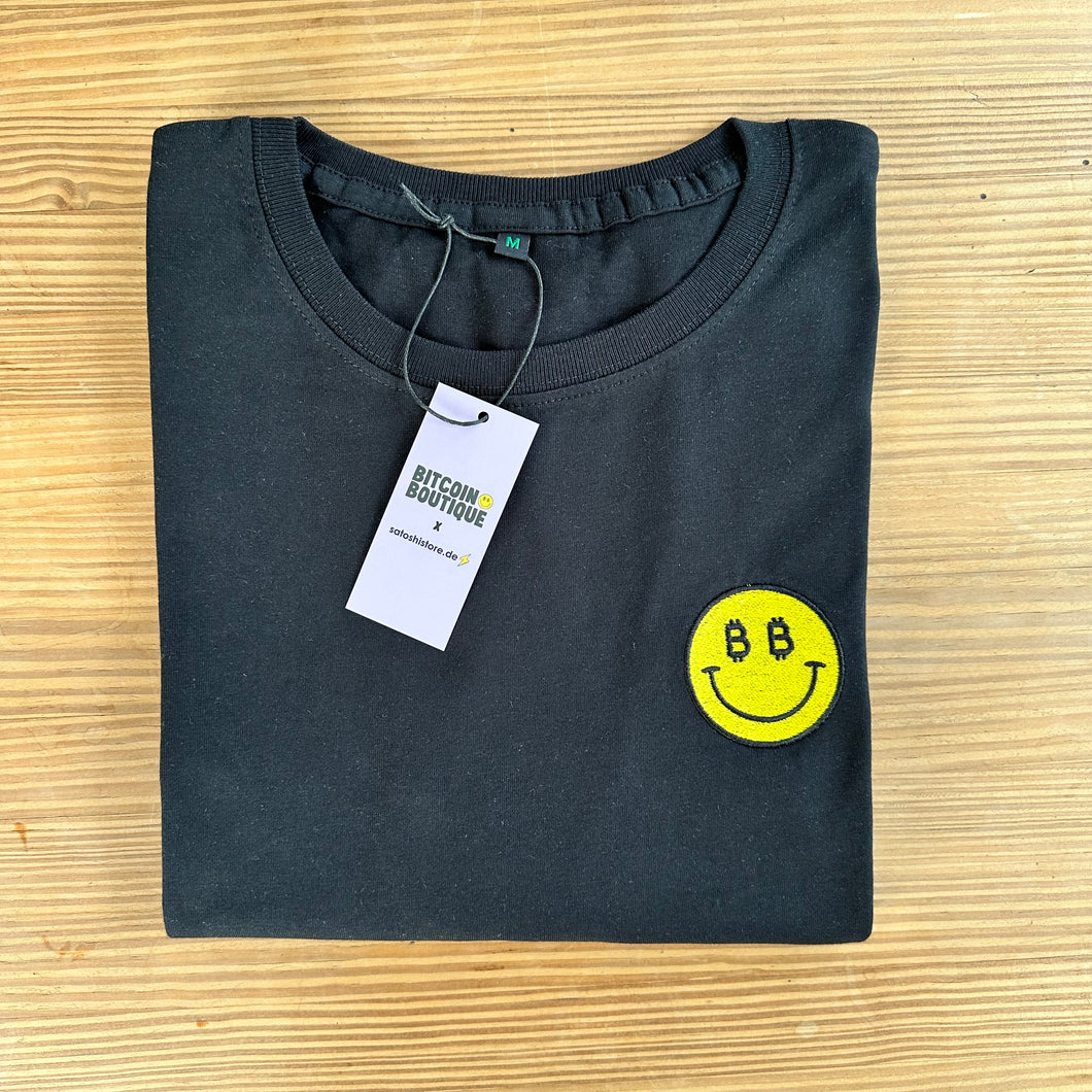 Happy Bitcoin Smiley Shirt - Schwarz