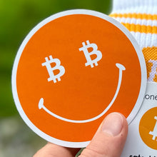 Load image into Gallery viewer, Happy Bitcoin Smiley Sticker - Orange
