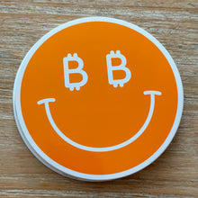 Load image into Gallery viewer, Happy Bitcoin Smiley Sticker - Orange
