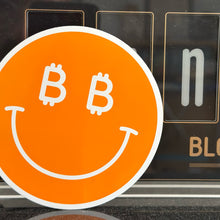 Load image into Gallery viewer, Happy Bitcoin Smiley Sticker - Orange
