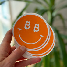 Load image into Gallery viewer, Happy Bitcoin Smiley Sticker - Orange
