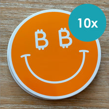 Load image into Gallery viewer, Happy Bitcoin Smiley Sticker - Orange
