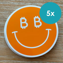 Load image into Gallery viewer, Happy Bitcoin Smiley Sticker - Orange
